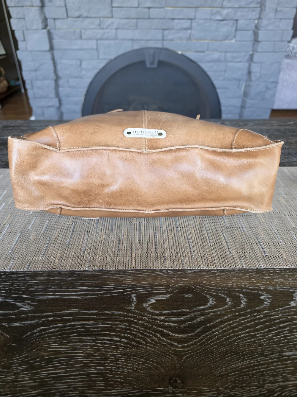 Bed Stu Bruna Leather Handbag in Tan with Cream Handles